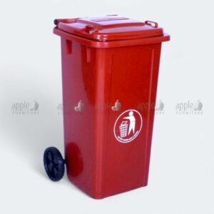 Red plastic trash bin with lid and wheels – Plastic Dustbin 120 Liter, large plastic dustbin