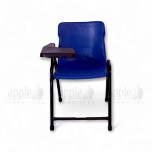Blue Apple AP-786-S Steel Plastic Study Chair with ergonomic molded plastic seat, fixed writing pad, and black steel frame for classrooms and study halls.
