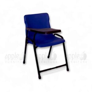 Blue Apple AP-786-S Steel Plastic Study Chair with ergonomic molded plastic seat, fixed writing pad, and black steel frame for classrooms and study halls.