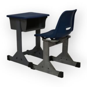 APPLE AP-135-BLU & AP-160-BLU SET school desk bench set with blue seat and blue writing desk