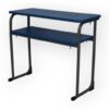 APPLE AP-146-LRG-BLU school desk bench with blue writing top and strong black metal frame Durable student desk bench for school classroom, college, academy, and training room use Classroom desk bench with large school desk design and blue top for educational furniture setup