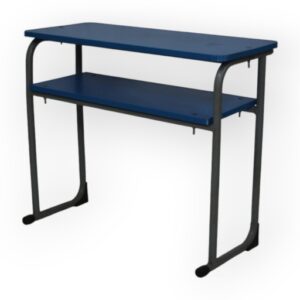 APPLE AP-146-LRG-BLU school desk bench with blue writing top and strong black metal frame Durable student desk bench for school classroom, college, academy, and training room use Classroom desk bench with large school desk design and blue top for educational furniture setup