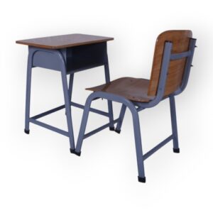 APPLE AP-158-18-AKT & AP-159-LRG-AKT SET wooden school desk chair set with steel frame Student desk and chair set with wooden seat backrest and classroom writing desk Durable school furniture with wooden classroom desk chair for schools colleges and academies
