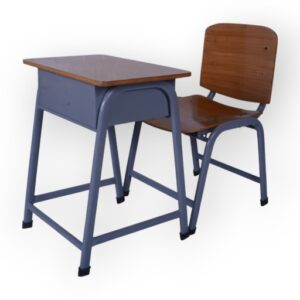 APPLE AP-158-18-AKT & AP-159-LRG-AKT SET wooden school desk chair set with steel frame Student desk and chair set with wooden seat backrest and classroom writing desk Durable school furniture with wooden classroom desk chair for schools colleges and academies