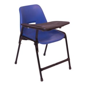 APPLE AP-200-S-BLU study chair with writing pad and blue plastic student seat Student chair with writing tablet and strong black metal frame for classrooms Classroom chair with desk for school college academy seminar and training room furniture