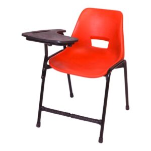 APPLE AP-200-S-BLU study chair with writing pad and blue plastic student seat Student chair with writing tablet and strong black metal frame for classrooms Classroom chair with desk for school college academy seminar and training room furniture