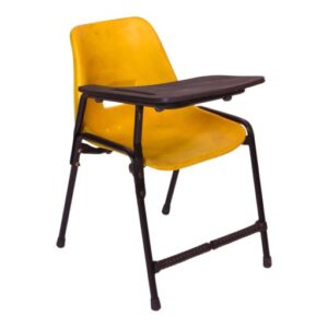 APPLE AP-200-S-BLU study chair with writing pad and blue plastic student seat Student chair with writing tablet and strong black metal frame for classrooms Classroom chair with desk for school college academy seminar and training room furniture