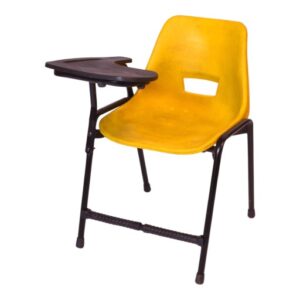 APPLE AP-200-S-BLU study chair with writing pad and blue plastic student seat Student chair with writing tablet and strong black metal frame for classrooms Classroom chair with desk for school college academy seminar and training room furniture