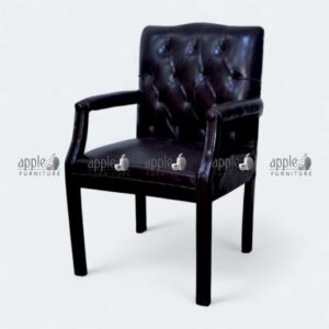 APPLE AP-402-2 premium office visitor chair in black leatherette with padded arms and tufted back for reception chair and leather visitor chair seating