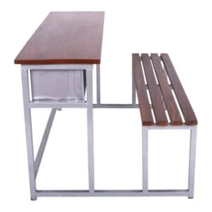 APPLE AP-405-MB school desk bench with wooden top and strong steel frame for classroom furniture APPLE AP-405-MB classroom desk bench with wooden bench seat and metal frame for schools APPLE AP-405-MB steel frame school desk with wooden writing top and bench for students