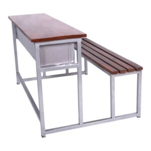 APPLE AP-405-MB school desk bench with wooden top and strong steel frame for classroom furniture APPLE AP-405-MB classroom desk bench with wooden bench seat and metal frame for schools APPLE AP-405-MB steel frame school desk with wooden writing top and bench for students
