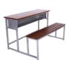 APPLE AP-405-MB school desk bench with wooden top and strong steel frame for classroom furniture APPLE AP-405-MB classroom desk bench with wooden bench seat and metal frame for schools APPLE AP-405-MB steel frame school desk with wooden writing top and bench for students