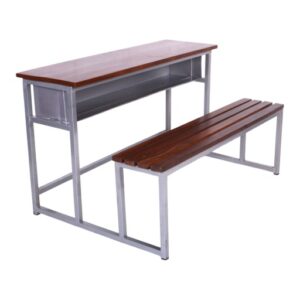 APPLE AP-405-MB school desk bench with wooden top and strong steel frame for classroom furniture APPLE AP-405-MB classroom desk bench with wooden bench seat and metal frame for schools APPLE AP-405-MB steel frame school desk with wooden writing top and bench for students