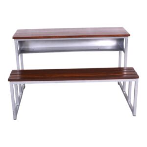 APPLE AP-405-MB school desk bench with wooden top and strong steel frame for classroom furniture APPLE AP-405-MB classroom desk bench with wooden bench seat and metal frame for schools APPLE AP-405-MB steel frame school desk with wooden writing top and bench for students