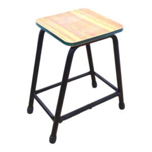 APPLE AP-433 wooden top school stool with black steel frame for classroom seating APPLE AP-433 classroom stool with square laminated wooden seat and strong metal frame APPLE AP-433 steel frame student stool for school labs, art rooms and academies