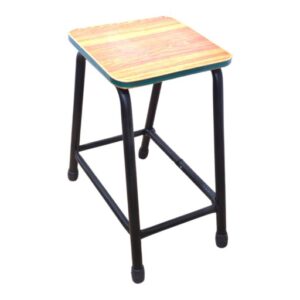 APPLE AP-433 wooden top school stool with black steel frame for classroom seating APPLE AP-433 classroom stool with square laminated wooden seat and strong metal frame APPLE AP-433 steel frame student stool for school labs, art rooms and academies