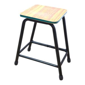 APPLE AP-433 wooden top school stool with black steel frame for classroom seating APPLE AP-433 classroom stool with square laminated wooden seat and strong metal frame APPLE AP-433 steel frame student stool for school labs, art rooms and academies