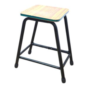 APPLE AP-433 wooden top school stool with black steel frame for classroom seating APPLE AP-433 classroom stool with square laminated wooden seat and strong metal frame APPLE AP-433 steel frame student stool for school labs, art rooms and academies