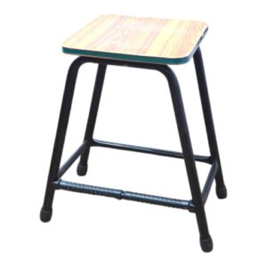 APPLE AP-433 wooden top school stool with black steel frame for classroom seating APPLE AP-433 classroom stool with square laminated wooden seat and strong metal frame APPLE AP-433 steel frame student stool for school labs, art rooms and academies