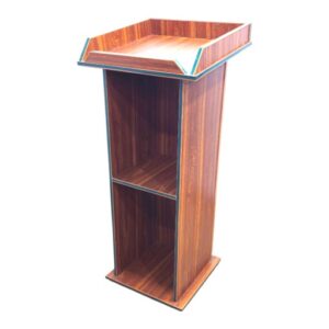 APPLE AP-460-CLR wooden rostrum with elegant lecture stand design for schools and offices APPLE AP-460-CLR school podium with wooden finish and storage shelves for presentations APPLE AP-460-CLR wooden lectern stand for classrooms, seminar halls and conference rooms