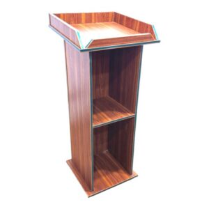 APPLE AP-460-CLR wooden rostrum with elegant lecture stand design for schools and offices APPLE AP-460-CLR school podium with wooden finish and storage shelves for presentations APPLE AP-460-CLR wooden lectern stand for classrooms, seminar halls and conference rooms