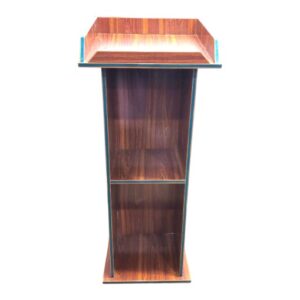 APPLE AP-460-CLR wooden rostrum with elegant lecture stand design for schools and offices APPLE AP-460-CLR school podium with wooden finish and storage shelves for presentations APPLE AP-460-CLR wooden lectern stand for classrooms, seminar halls and conference rooms
