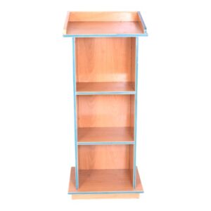 APPLE AP-460-LRG-BCH wooden podium stand with beech finish and open shelves for schools and offices APPLE AP-460-LRG-BCH lecture stand podium for classroom speeches, seminars and presentations APPLE AP-460-LRG-BCH presentation rostrum with wooden body, raised top and storage shelves