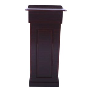 APPLE AP-460-LRG-NW1-BRN wooden lecture podium with dark brown finish for schools and offices APPLE AP-460-LRG-NW1-BRN school rostrum with storage shelves for lectures and presentations APPLE AP-460-LRG-NW1-BRN wooden podium stand for mosque, classroom, seminar hall and conference room