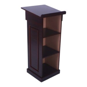 APPLE AP-460-LRG-NW1-BRN wooden lecture podium with dark brown finish for schools and offices APPLE AP-460-LRG-NW1-BRN school rostrum with storage shelves for lectures and presentations APPLE AP-460-LRG-NW1-BRN wooden podium stand for mosque, classroom, seminar hall and conference room