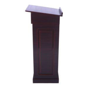 APPLE AP-460-LRG-NW1-BRN wooden lecture podium with dark brown finish for schools and offices APPLE AP-460-LRG-NW1-BRN school rostrum with storage shelves for lectures and presentations APPLE AP-460-LRG-NW1-BRN wooden podium stand for mosque, classroom, seminar hall and conference room