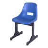 APPLE AP-476 steel plastic school chair with blue plastic seat and black steel frame for classroom furniture in Pakistan Durable plastic classroom chair for students with fixed steel legs and blue molded seat Student chair in Pakistan for schools colleges academies and educational institutes