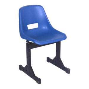 APPLE AP-476 steel plastic school chair with blue plastic seat and black steel frame for classroom furniture in Pakistan Durable plastic classroom chair for students with fixed steel legs and blue molded seat Student chair in Pakistan for schools colleges academies and educational institutes