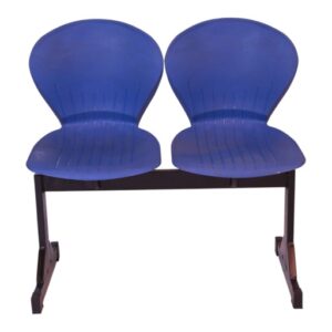 APPLE AP-482-BLU two seater classroom chair with blue plastic seats and black steel frame for school furniture Double plastic school chair with two molded blue seats for classrooms and academies Student bench chair for schools colleges tuition centers and training institutes in Pakistan