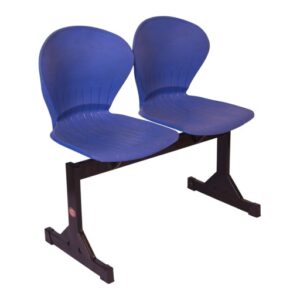 APPLE AP-482-BLU two seater classroom chair with blue plastic seats and black steel frame for school furniture Double plastic school chair with two molded blue seats for classrooms and academies Student bench chair for schools colleges tuition centers and training institutes in Pakistan