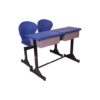 APPLE AP-498 & AP-482 SET School Desk Chair Set with blue two seater classroom design Double student desk set with blue chairs and book box storage for schools Classroom furniture package with two student chairs, desk top, and strong metal frame