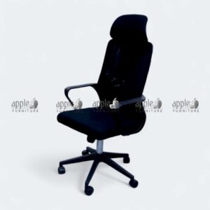 APPLE AP-509 high back office chair in black upholstery with armrests, revolving base and wheels for executive office chair and revolving office chair seating
