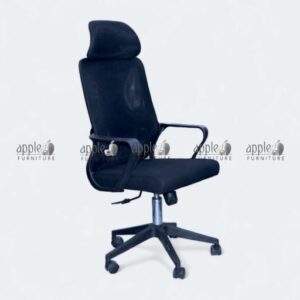 APPLE AP-509 high back office chair in black upholstery with armrests, revolving base and wheels for executive office chair and revolving office chair seating