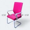 APPLE AP-518 pink visitor chair with cushioned seat, padded backrest, armrests and cantilever metal frame for cantilever visitor chair and office guest chair seating