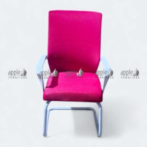 APPLE AP-518 pink visitor chair with cushioned seat, padded backrest, armrests and cantilever metal frame for cantilever visitor chair and office guest chair seating