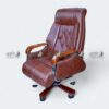 APPLE AP-522 brown executive office chair with leatherette upholstery, high padded backrest, wooden armrests and revolving base for leather boss chair and high back revolving chair seating