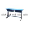 APPLE AP-1010 double student desk, school double desk with blue top, classroom desk with storage and metal frame for two students