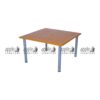 APPLE AP-1016-SQR square classroom table with wooden-style top and metal legs for school activity rooms Square classroom table for group learning, Montessori square table for preschool and daycare activities APPLE Furniture square activity table for schools, playgroups, libraries, and early learning classrooms