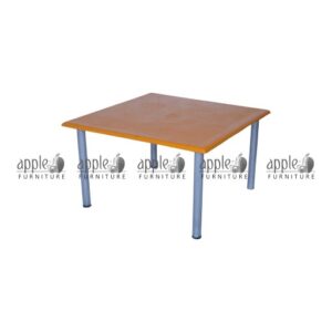 APPLE AP-1016-SQR square classroom table with wooden-style top and metal legs for school activity rooms Square classroom table for group learning, Montessori square table for preschool and daycare activities APPLE Furniture square activity table for schools, playgroups, libraries, and early learning classrooms