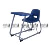 APPLE AP-1021-BR-BLU plastic study chair with writing pad and book rack for classroom use Plastic study chair with writing pad, blue student chair with book rack for schools and academies APPLE Furniture classroom writing pad chair with plastic seat, metal frame, and under-seat book rack