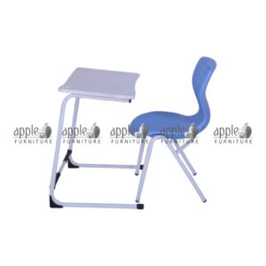 APPLE AP-1024-MED-BLU and AP-1026-WHT plastic student desk chair set for classroom furniture Plastic student desk chair set with blue chair and white study table for schools and academies APPLE Furniture school desk and chair set with plastic study table chair for organized classrooms