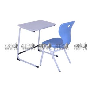APPLE AP-1024-MED-BLU and AP-1026-WHT plastic student desk chair set for classroom furniture Plastic student desk chair set with blue chair and white study table for schools and academies APPLE Furniture school desk and chair set with plastic study table chair for organized classrooms
