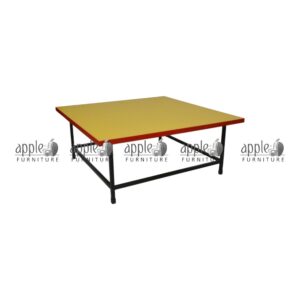 APPLE AP-115-YEL Montessori Activity Table with yellow top and black metal frame for kids classroom Durable Kids Classroom Table with bright yellow top and red edging for Montessori schools School Activity Table for playgroup and daycare learning rooms with strong metal frame APPLE Montessori Activity Table for drawing, writing, crafts, and group classroom activities