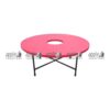 APPLE AP-116-R-1C-BLU Round Montessori Table with blue top and black metal frame for kids classroom Blue Kids Activity Table with round top and center cutout for preschool learning activities Preschool Classroom Table for Montessori schools, daycare centers, playgroups, and nursery rooms Durable Round Montessori Table for group learning, drawing, puzzles, crafts, and classroom activities