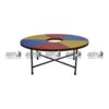 APPLE AP-116-R-MLT Multicolor Montessori Table with round activity top and black metal frame Round Activity Table for Montessori school with multicolor top and center cutout design Preschool Learning Table for daycare, nursery, playgroup, and junior classroom activities Durable Multicolor Montessori Table for group learning, crafts, puzzles, and kids activities