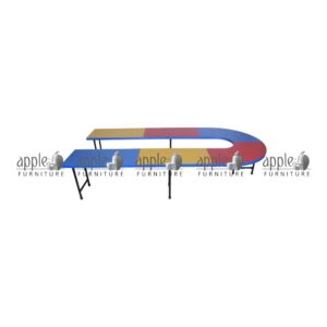 APPLE AP-116-U U Shape Montessori Table with multicolor activity top and black metal frame Multicolor Activity Desk for Montessori school with U shape design and colorful classroom surface Preschool Group Table for daycare, nursery, playgroup, and junior classroom activities Durable U Shape Montessori Table for group learning, crafts, puzzles, and kids classroom activities